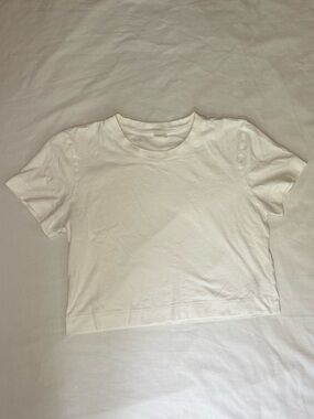 Aritzia White Crewneck Cropped Tee